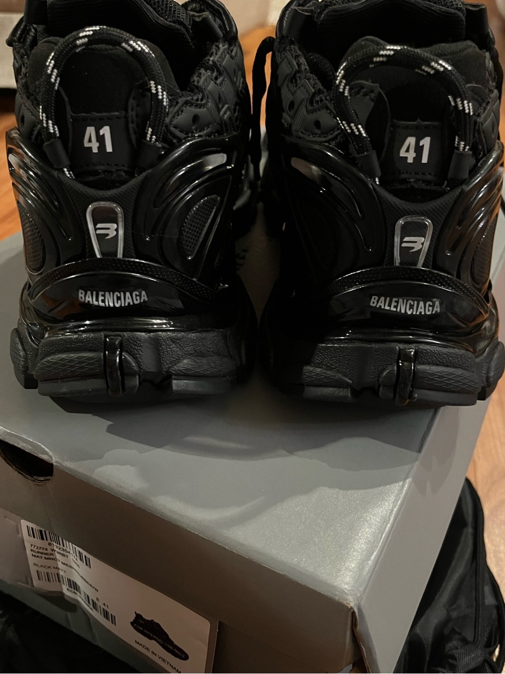 Balenciaga Men's Black Layered Runner Sneakers - Picture 4 of 5
